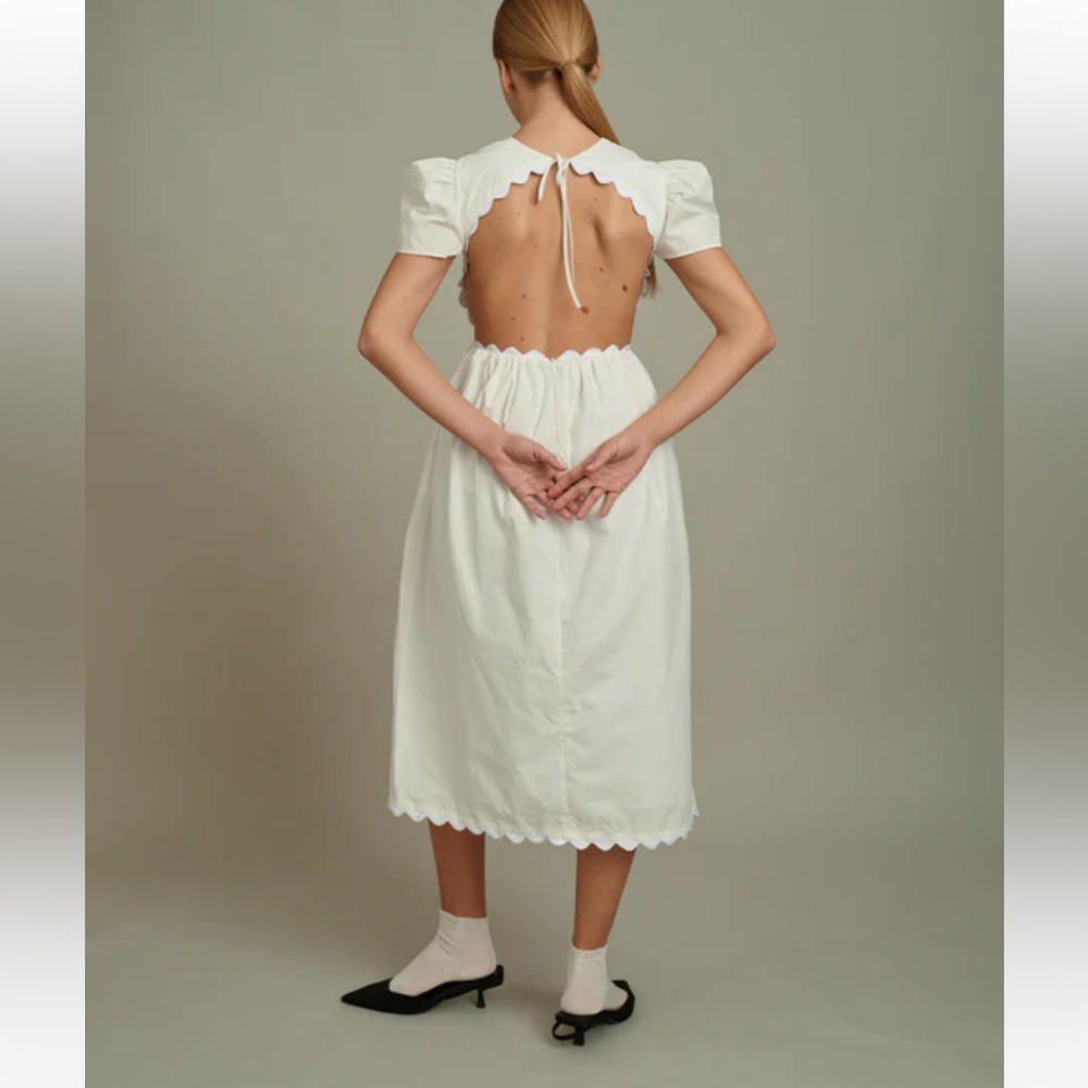 NWT Naya Rea Simona White cotton midi dress - 12 UK/ Sz Medium /Large - Picture 3 of 14